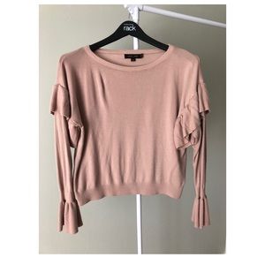 LOVE TREE Bell sleeved cropped sweater large pink